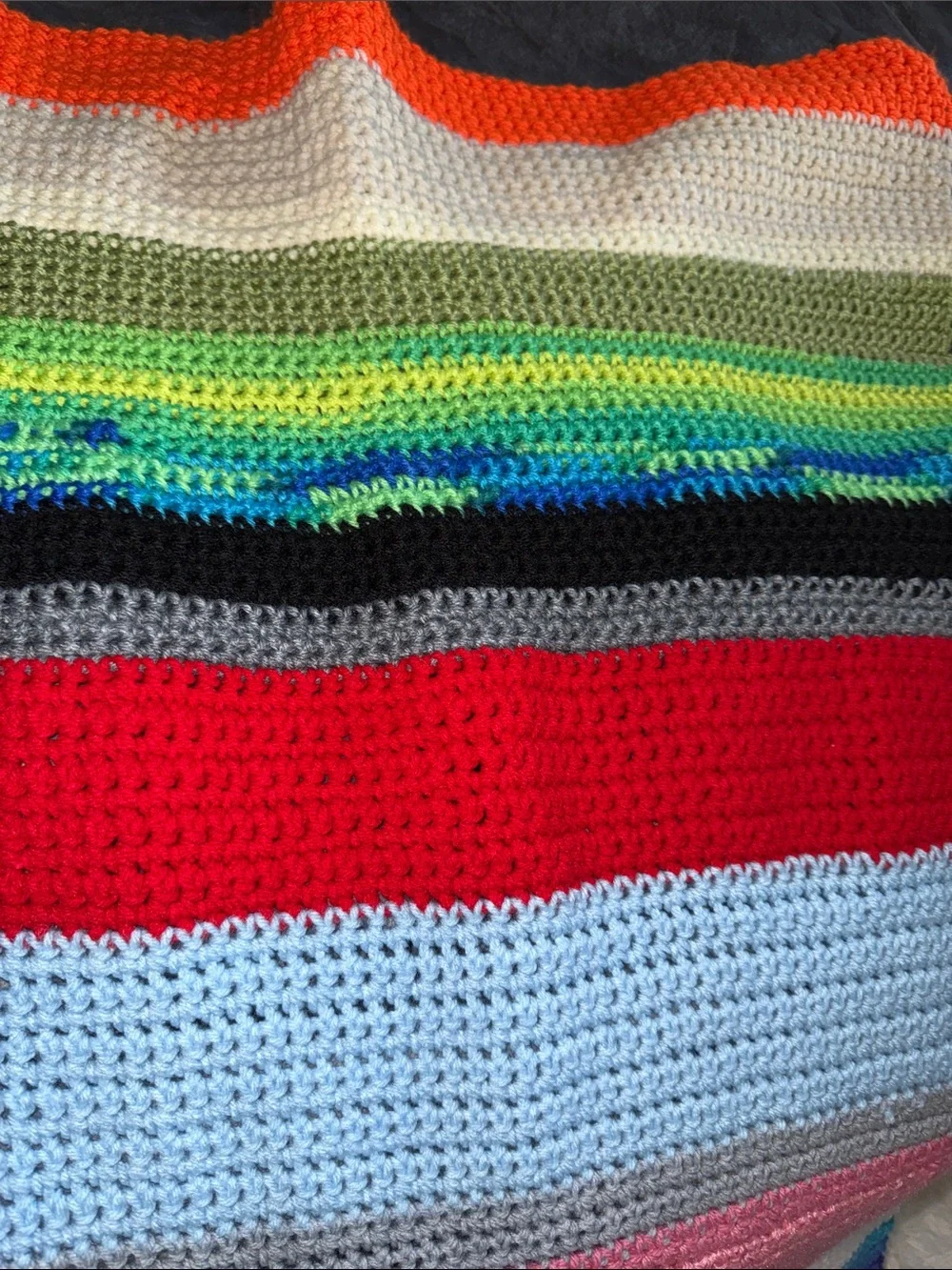 Colorful Striped Crochet Blanket -‎ Multi